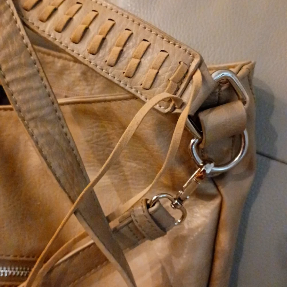 URBAN EXPRESSIONS hobo bag khaki tan vegan leather pleather